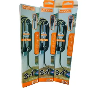 MEIDOU 2M 1-3A USB To Micro , Type-c , Iphn Cable Zinc Alloy Nylon Braided Wire Fast Charging USB Data Cable
