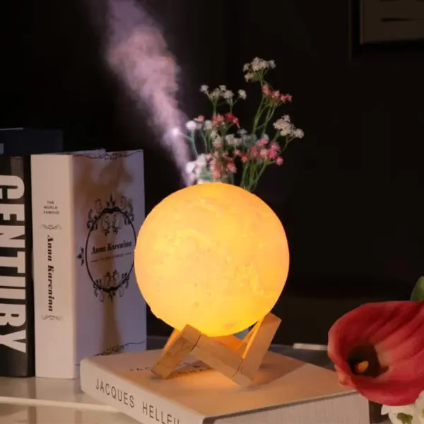 Moon Lamp With Wooden Base Home Decor Light - Moon Shape Design Table Lamp | Lamp For Home Decoration -15cm & 18cm - Image 4