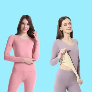 Long Thermal Underwear for Women, High Elasticity, Seamless, Antibacterial Intimates, Sexy Ladies Clothes, Warm, Winter