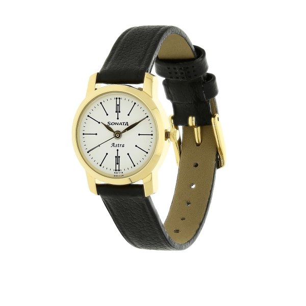 White Dial Black Leather Strap Watch - Image 2