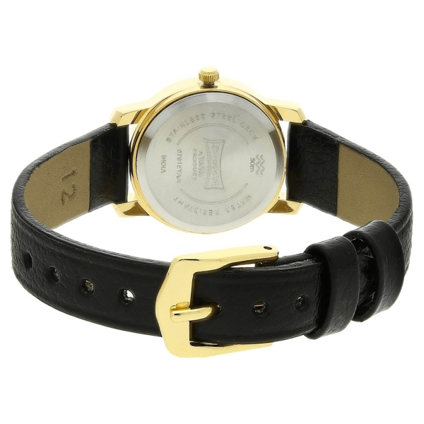 White Dial Black Leather Strap Watch - Image 4