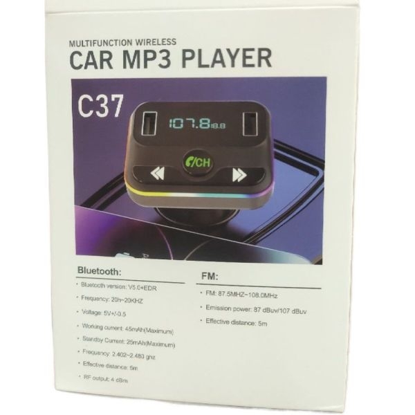 C37 - Car MP3 Player Multifunctional Wireless - 3.1A 0utput - FM, BT Handsfree Telephone, SD Card Extension Car Charger - Image 3