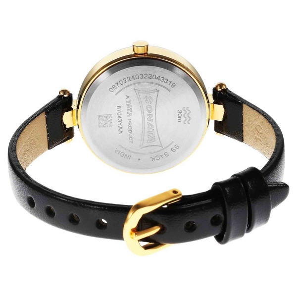 Gold Edit Pink Dial Black Leather Strap Watches - Image 4