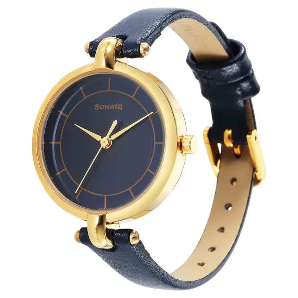 Sonata Gold Edit Blue Dial Women Watch With Leather Strap - Image 2