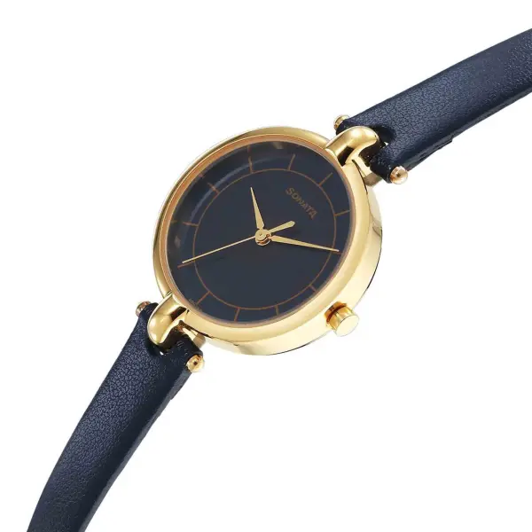 Sonata Gold Edit Blue Dial Women Watch With Leather Strap - Image 3