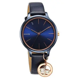 Sonata Blush Quartz Analog Pink dial Leather Strap Watch for Women