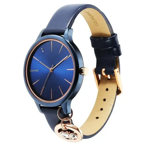 Sonata Blush Quartz Analog Pink dial Leather Strap Watch for Women - Image 2