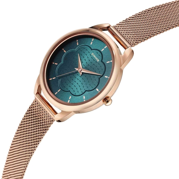 Sota Wedding Quartz Alog Green Dial Stainless Steel Strap Watch for Women - Image 2