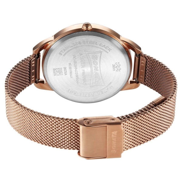 Sonata Wedding Quartz Analog Rose Gold Dial Stainless Steel Strap Watch for Women - Image 4