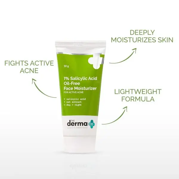The Derma Co 1% Salicylic Acid Oil-Free Face Moisturizer with Oat Extract for Active Acne - 50g - Image 3