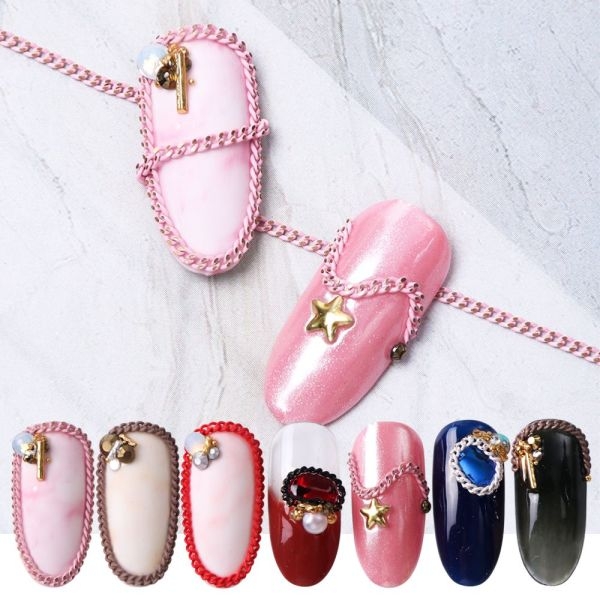 3D Rhinestones Silver Gold Pink Stone Nail Art Decoration Chain For Professional Supplies Nail Technicians - Image 3