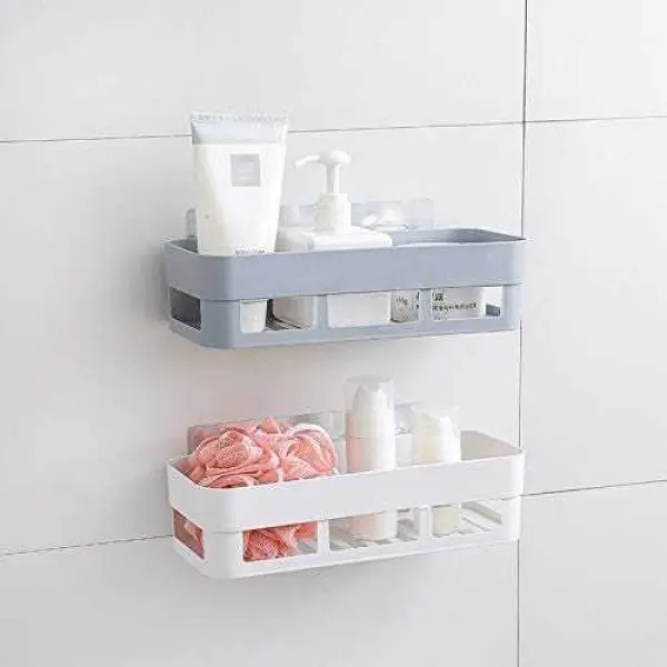 Plastic Bathroom Kitchen Storage Organize Shelf Rack Bathroom Shelves Shower Caddy Basket Wth Wall Mounted - Image 5