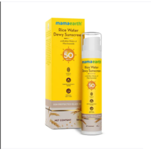 ME Rice Water Dewy Sunscreen Gel SPF 50 PA ++++ | Rice Water & Niacinamide For UVA & UVB Protection, No White Cast, Lightweight, For All Skin Types - 50 g