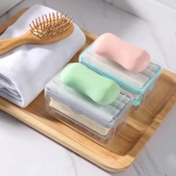 Laundry Rolling Soap Box Portable Soap Bar Box Dispenser with Rubber Roller | Travel Soap Holder Multifunctional Soap Dish - Image 2