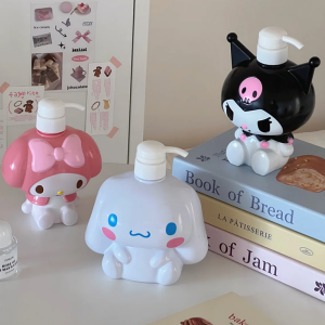750ML Sanrio Cinnamonroll Kuromi Mymelody Cartoon Shampoo Conditioner Bottle Dispenser Refillable Containers for Liquid Soap