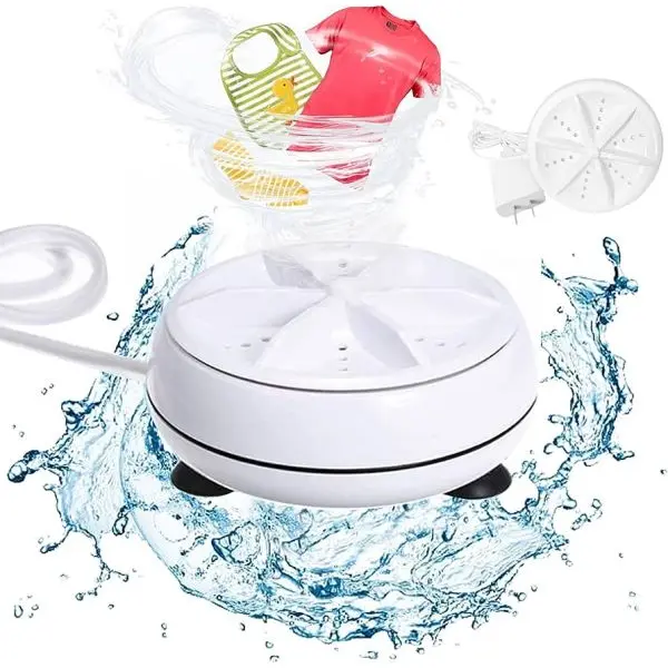 Portable Mini Washing Machine Ultrasonic Turbine Clothes Washer for Travel Home - Image 4