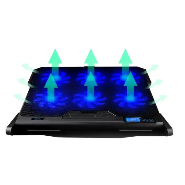 Laptop Cooling Pad, 6 Fans LCD Screen Laptop Cooler - 6 Gear Strong Wind Speed Designed, Dual USB Ports, Adjustable Mount Stand - Image 7
