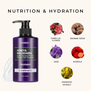 KUNDAL Natural Conditioner  [White Musk] - Korean Hair Care, Long Lasting Fragrance, Moisturize, Nourish, Frizz Control, Argan & Macadamia Oil, Sulfate-Free 16.9fl oz By Genuine Collection