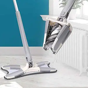 Multicolor X-Type Floor Mop Hand Free Washing Flat Squeezing Microfiber Cleaner Both Dry&Wet