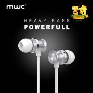 MWC MEP01 (New Launched) | 3.5mm Wired-Earphone | 360 Degree Surround Sound Cavity | 10mm Driver | Hi-Fi Audio | Super Premium Quality | Heavy bass with Powerful Sound | White