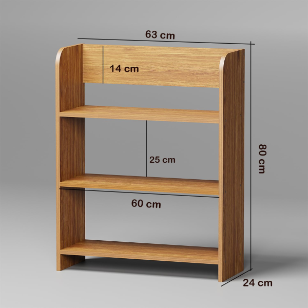 Open 3 Layer Engineered Wood Multipurpose Rack Bookshelf for Living Room, Bedroom, Office Storage Organizer Home and Office Purpose in Brown - Image 2