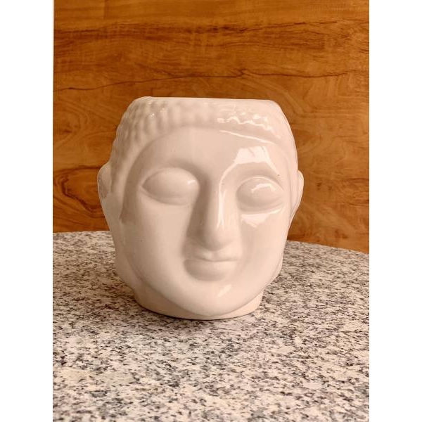 Ceramic Buddha Head Planter Pot For Plants Flowers Succulents 4" Face Flowers Pots For Indoor Outdoor Plants Gift For Friends And Family - Image 4