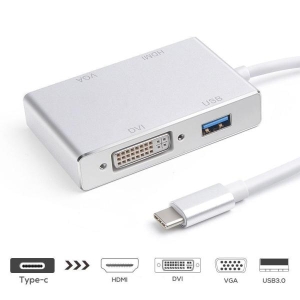 USB-C (Type C) to HDMI DVI VGA Multiport Adapter with USB 3.0 HUB