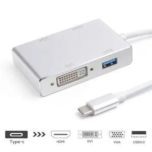 USB-C (Type C) to HDMI DVI VGA Multiport Adapter with USB 3.0 HUB