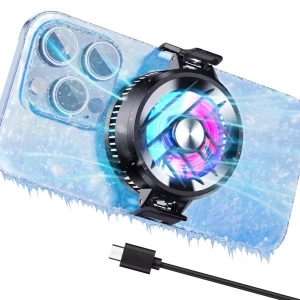 GT30 Mobile Phone Cooler Universal Phone Cooling Fan RGB Semiconductor Radiator Cooling Fan For Playing Games Watching Videos