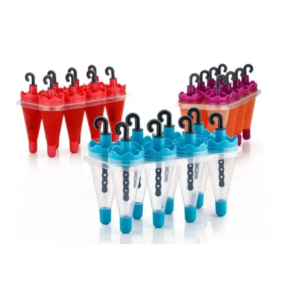 8pcs Ice Candy Umbrella Style Stick Popsicle Mold & Kulfi Frozen Ice Cream Pop Yogurt Jelly Lolly Maker Tray (Assorted Color) - Image 4