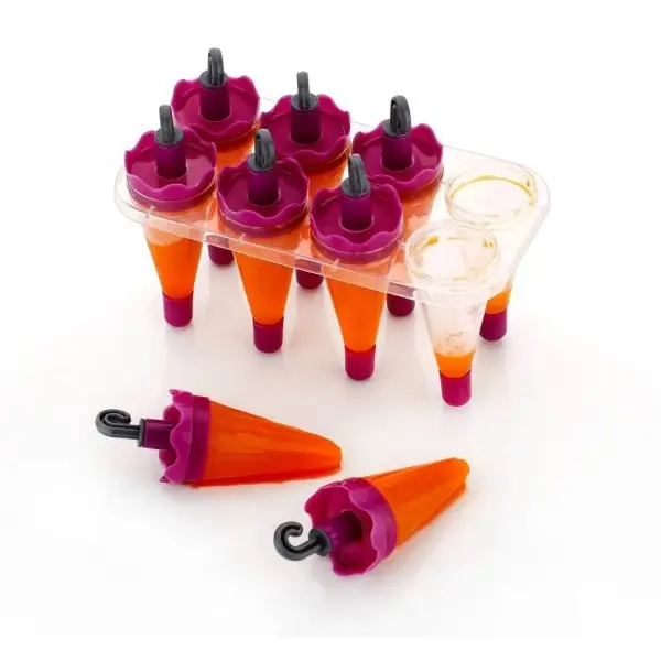 8pcs Ice Candy Umbrella Style Stick Popsicle Mold & Kulfi Frozen Ice Cream Pop Yogurt Jelly Lolly Maker Tray (Assorted Color) - Image 3