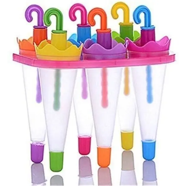 8pcs Ice Candy Umbrella Style Stick Popsicle Mold & Kulfi Frozen Ice Cream Pop Yogurt Jelly Lolly Maker Tray (Assorted Color) - Image 3