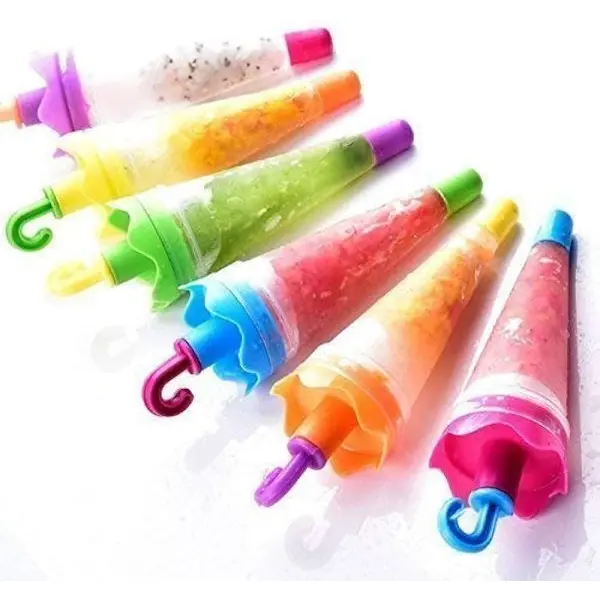 8pcs Ice Candy Umbrella Style Stick Popsicle Mold & Kulfi Frozen Ice Cream Pop Yogurt Jelly Lolly Maker Tray (Assorted Color) - Image 2
