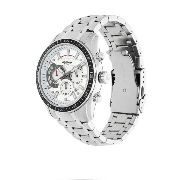 Titan Quartz Chronograph White Dial Stainless Steel Strap Watch for Men - Image 2