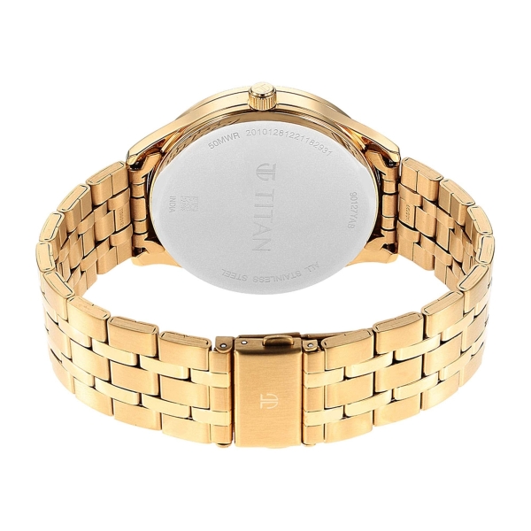 Titan Green Dial Gold Stainless Steel Strap Multifunction Watch for Men - Image 5