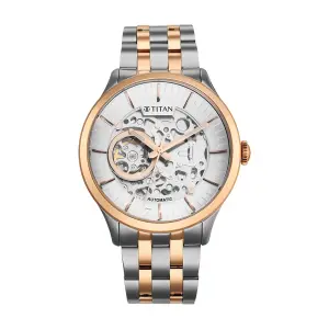 Titan Metal Mechanicals Silver Dial Stainless Steel Strap Watch 90140KM01