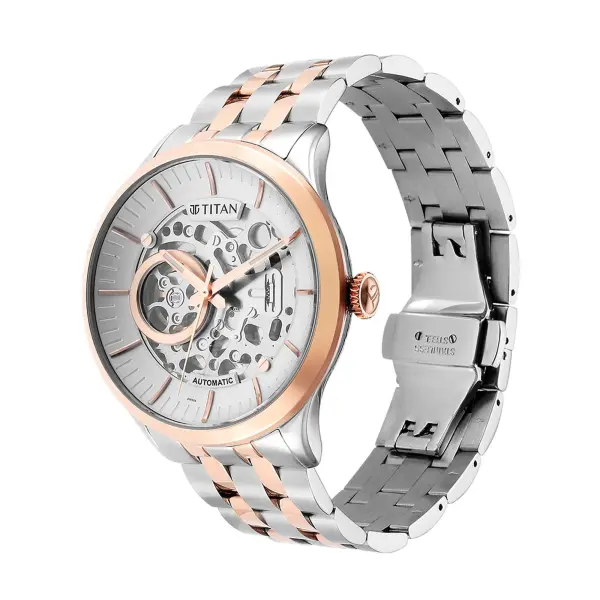 Titan Metal Mechanicals Silver Dial Stainless Steel Strap Watch 90140KM01 - Image 3