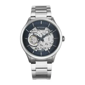 Titan Metal Mechanicals Blue Dial Stainless Steel Strap Watch 90140SM01