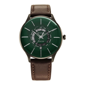 Titan Green Dial World Time with Date Leather Strap watch for Men