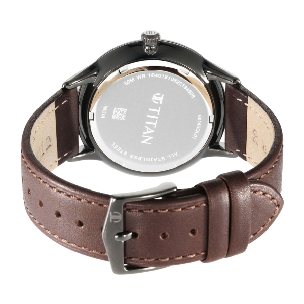 Titan Green Dial World Time with Date Leather Strap watch for Men - Image 5