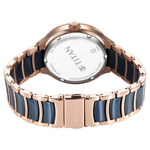 Titan Ceramic Fusion Quartz Multifunction Blue Dial With Two Toned Color Stainless Steel Strap Watch For Men - Image 6