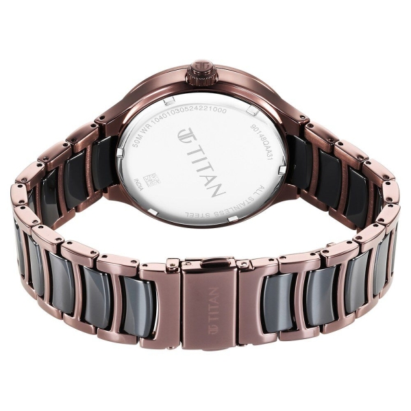 Titan Ceramic Fusion Multifunction Black Dial With Two Toned Color Stainless Steel Strap Watch For Men - Image 6