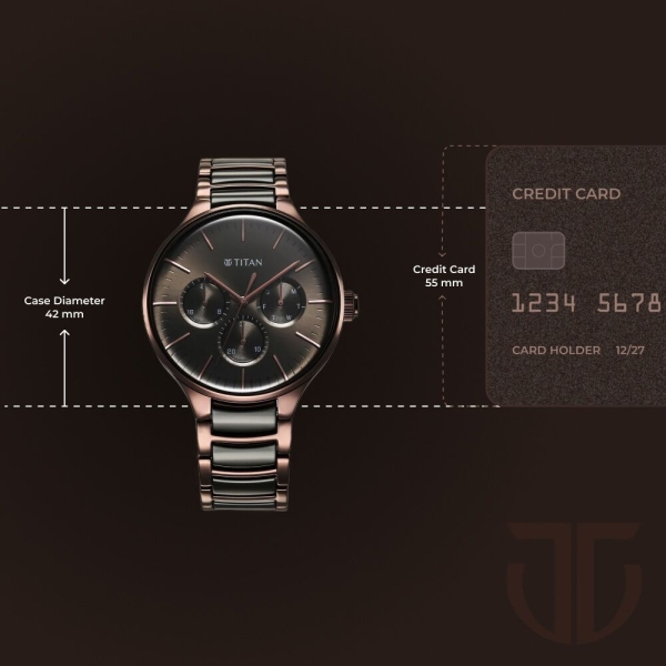 Titan Ceramic Fusion Multifunction Black Dial With Two Toned Color Stainless Steel Strap Watch For Men - Image 8