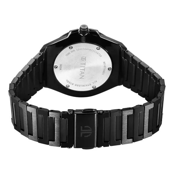 Titan Classic Slim Quartz Analog with Date Black Dial Stainless Steel Strap Watch for Men - Image 5
