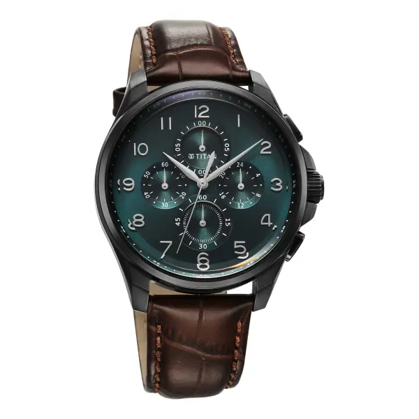Titan Classic Chrono Blue Dial Quartz Multifunction Leather Strap watch for Men - Image 3