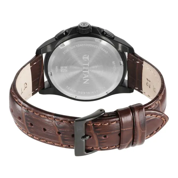 Titan Classic Chrono Blue Dial Quartz Multifunction Leather Strap watch for Men - Image 6