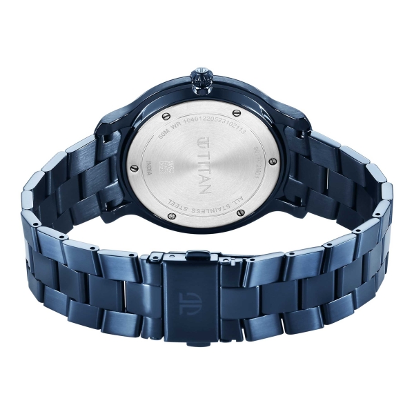 Titan Classic Distincta Blue Dial Analog with Date Stainless Steel Strap watch for Men - Image 6