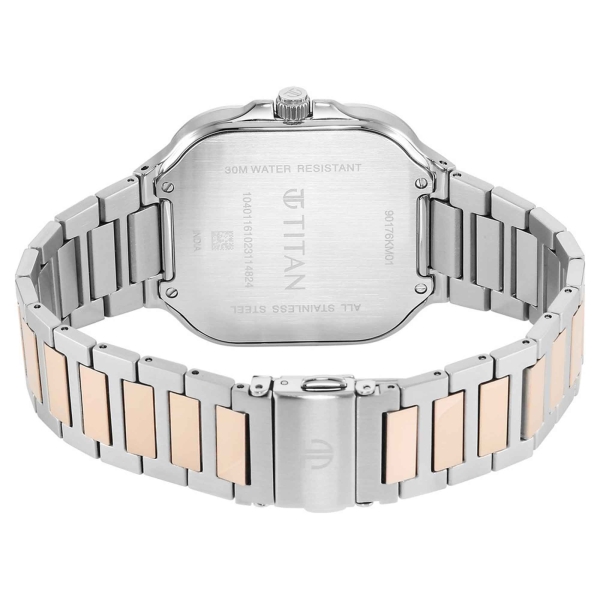 Titan Classique Slim Square Quartz Analog with Date Silver Dial Stainless Steel Strap Watch for Men - Image 5