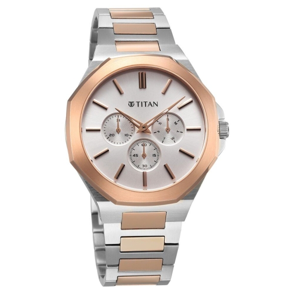Titan Classique Slim Multifunction Case Material Stainless Steel ShapeRound Men Watch (90198KM01) - Image 2