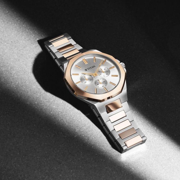 Titan Classique Slim Multifunction Case Material Stainless Steel ShapeRound Men Watch (90198KM01) - Image 3